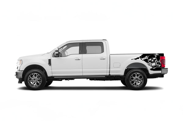 Skull side bed graphics decals for Ford F250 2017-2022