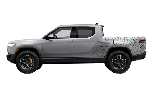 Topographic bed graphics decals for Rivian R1T