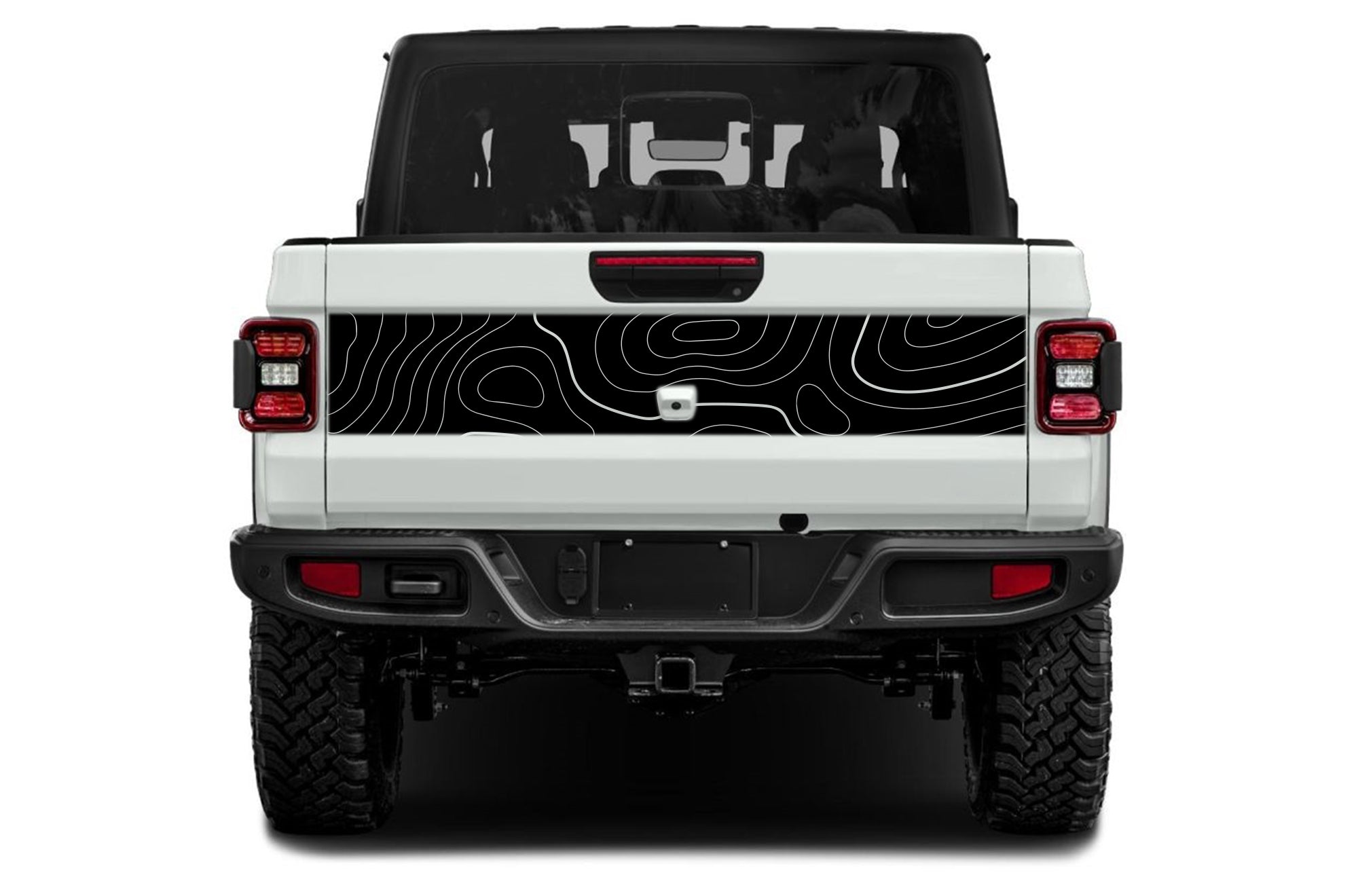 Topographic style tailgate graphics decals for Jeep Gladiator JT