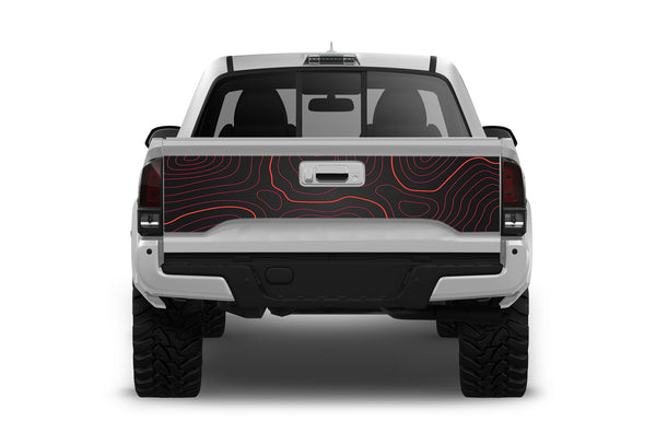 Topographic print tailgate graphics decals for Toyota Tacoma