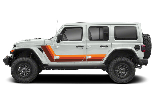 Triple retro style stripes graphics decals compatible with Wrangler JL
