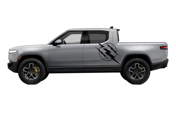 Triple thunderbolt side graphics decals for Rivian R1T