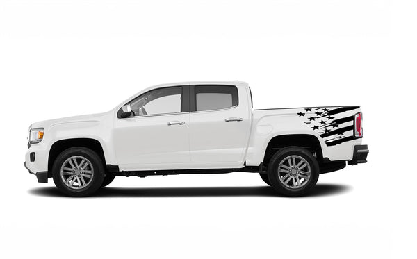 US Flag side bed decals graphics compatible with GMC Canyon 2015-2022