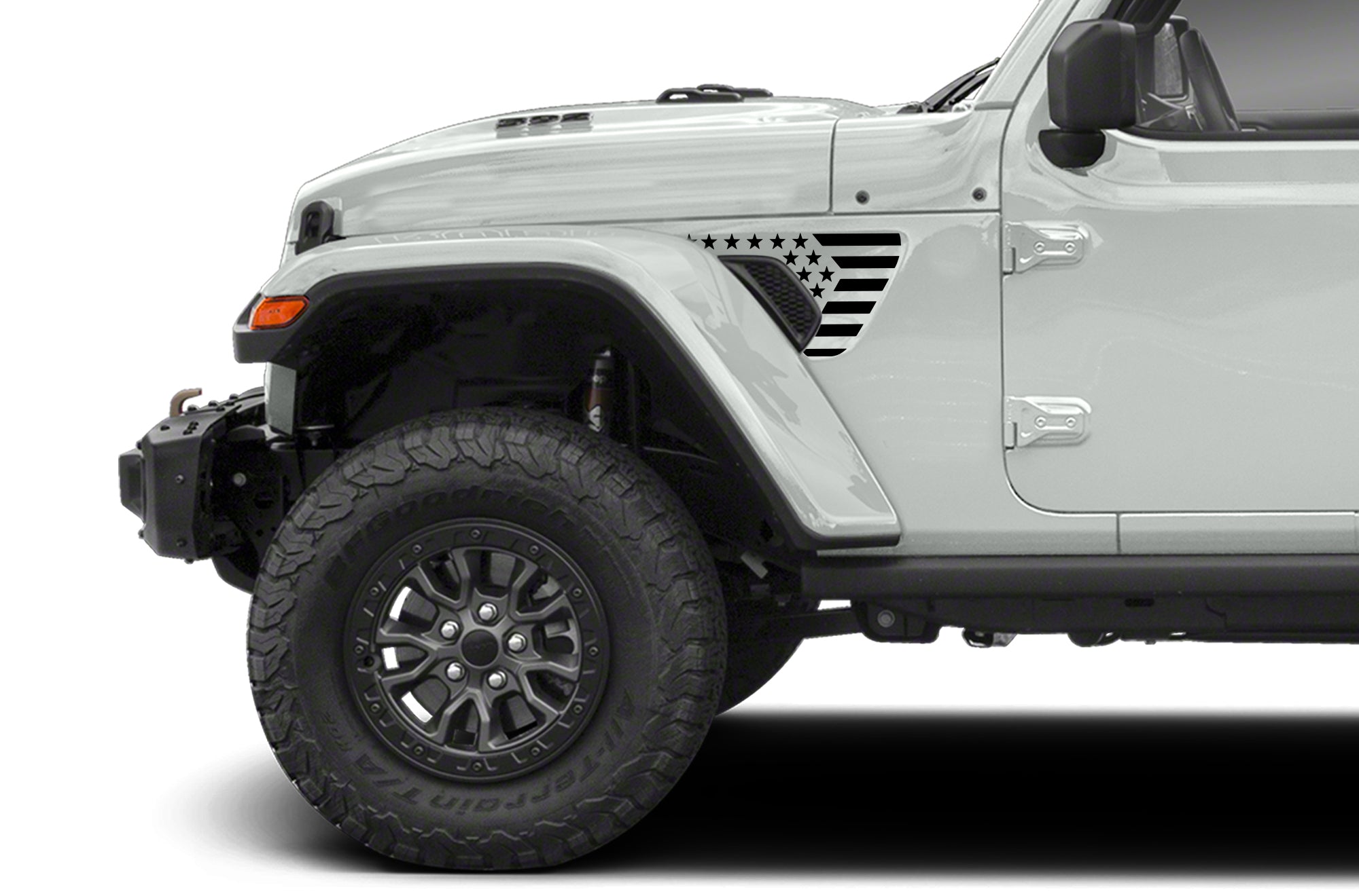 Side Fender Vent American Flag Decal Compatible With 2018-2023 Jeep Wrangler JL & 2020-2023 Jeep Gladiator JT Made In The US Matte Black (Distressed - Foto 7