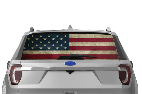 US flag perforated rear window decal for Ford Explorer 2011-2019