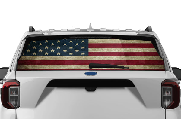 US flag perforated rear window decal graphics for Ford Explorer