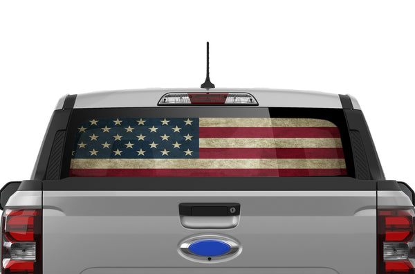 US flag perforated rear window decals graphics for Ford Maverick