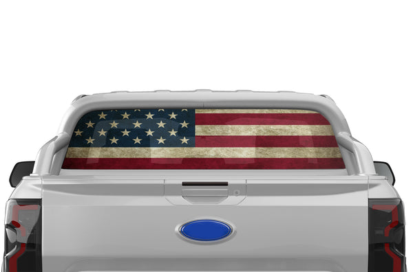 US flag perforated rear window decal graphics for Ford Ranger.