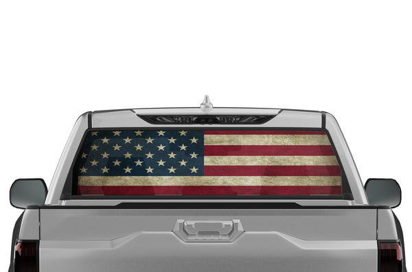US flag perforated graphics rear window decals for Toyota Tundra