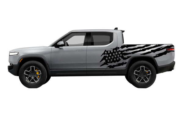 US flag side decals graphics compatible with Rivian R1T
