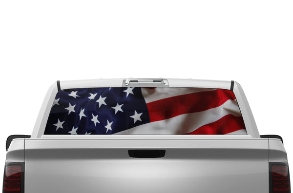USA flag perforated rear window decals for Dodge Ram 2009-2018