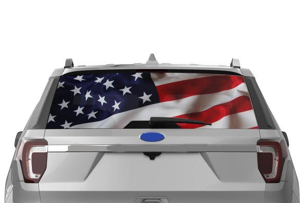 USA flag perforated rear window decal for Ford Explorer 2011-2019