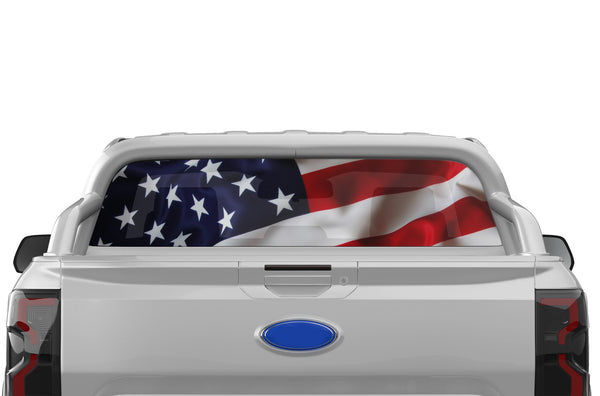 USA flag perforated rear window decal graphics for Ford Ranger