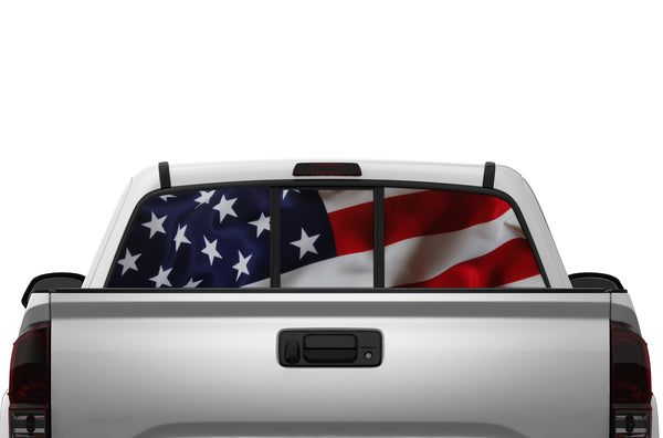 USA flag perforated rear window decals for Toyota Tacoma 2005-2015
