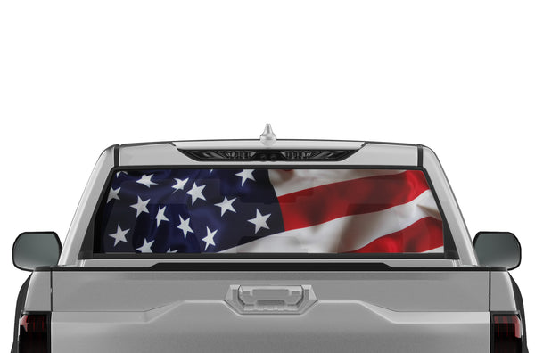 USA flag perforated graphics rear window decals for Toyota Tundra