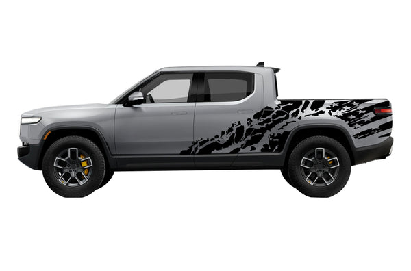 USA flag shredded side graphics decals for Rivian R1T