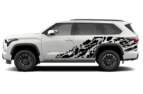 USA flag shredded decals graphics compatible with Toyota Sequoia