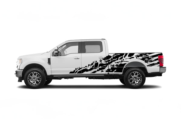 USA flag shredded side graphics decals for Ford F250 2017-2022