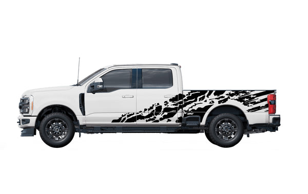 USA flag shredded side graphics decals for Ford F-250