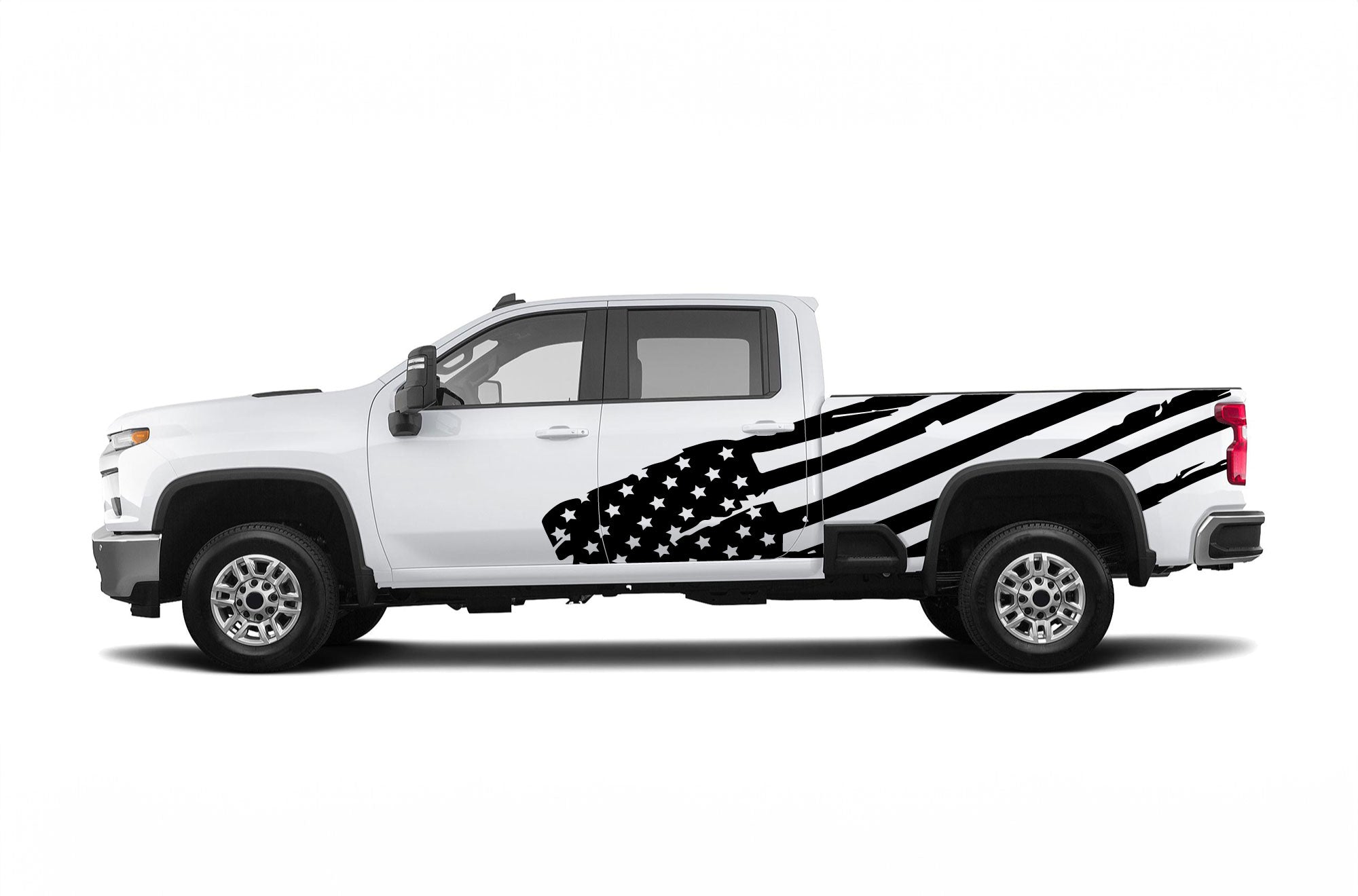 thumbnail image 2 of 2-Pack American Flag Texas Edition Emblems Decals For Chevy Silverado GMC Sierra - Chrome & Red, White, Blue 2 of 2