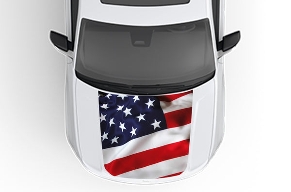 USA flag print hood decals compatible with Jeep Grand Cherokee