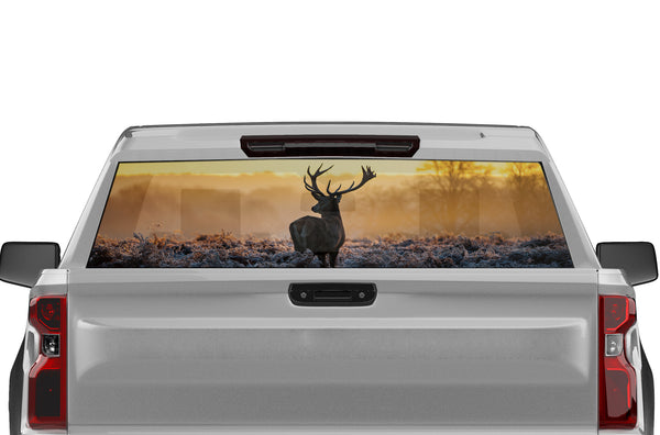 Wild deer perforated window graphics decal for Chevrolet Silverado