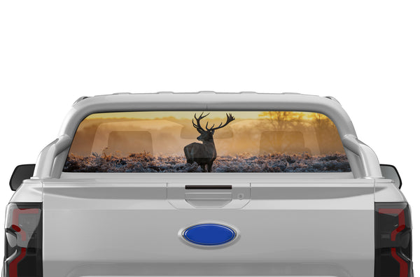Wild deer perforated rear window decal graphics for Ford Ranger.