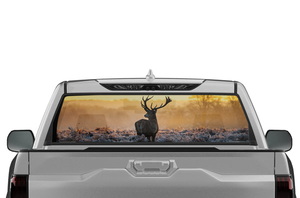 Wild deer perforated graphics rear window decals for Toyota Tundra