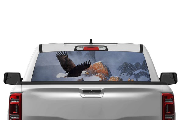 Wild eagle perforated graphics rear window decals for Dodge Ram