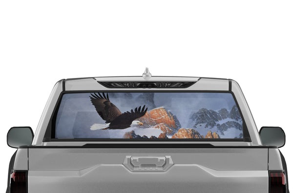 Wild eagle perforated graphics rear window decals for Toyota Tundra
