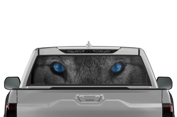 Wolf eyes perforated graphics rear window decals for Toyota Tundra