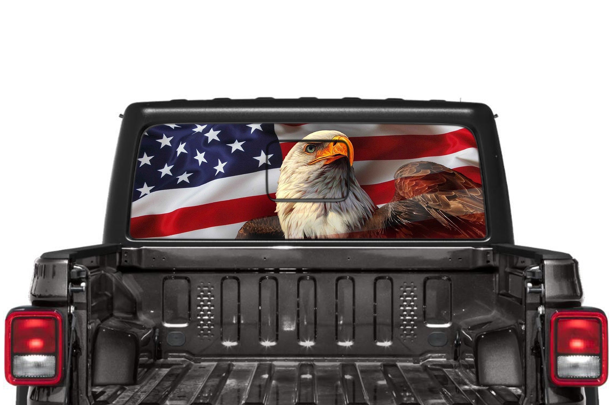 American flag eagle perforated rear window decal graphics
