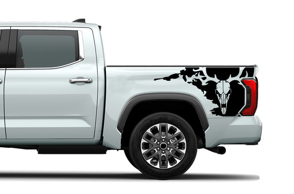 Deer skull side bed decals graphics compatible with Toyota Tundra
