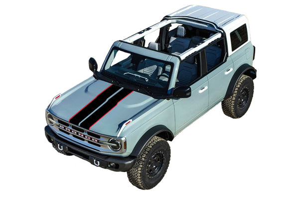 Hood center stripes decals graphics compatible with Ford Bronco