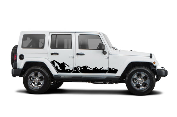 Mountain range side decals graphics compatible with Jeep Wrangler JK