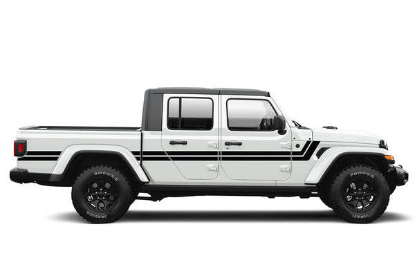 Retro style center double stripes graphics decals compatible with Jeep Gladiator JT