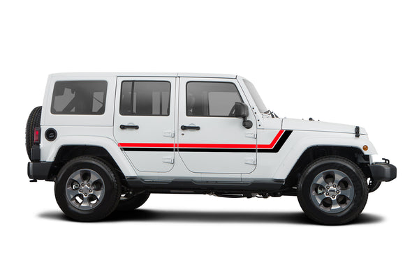 Retro style center double stripes graphics decals compatible with Jeep Wrangler JK