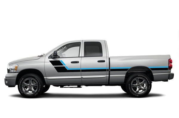 Retro double hash stripes graphics decals for Dodge Ram 2002-2008