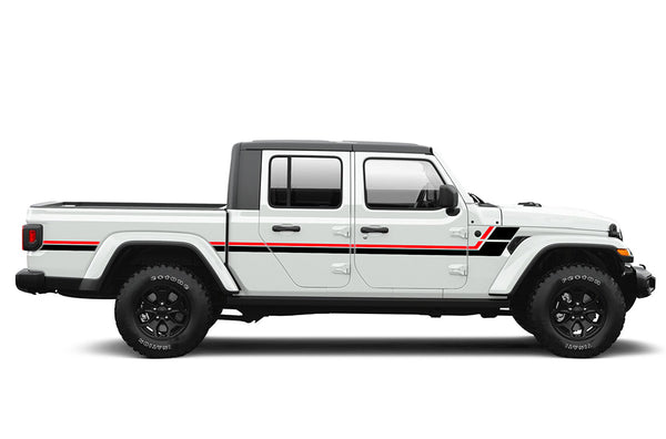 Retro style double hash stripes graphics decals compatible with Jeep Gladiator JT