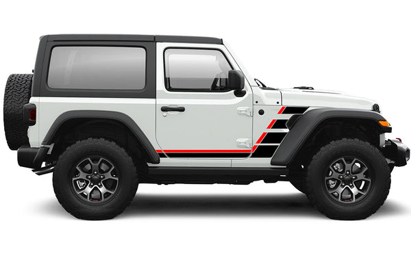 Retro double hash stripes decals compatible with Jeep Wrangler 2 doors