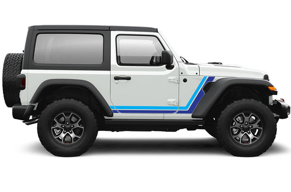 Retro style double stripes graphics decals compatible with Jeep Wrangler JL 2 door