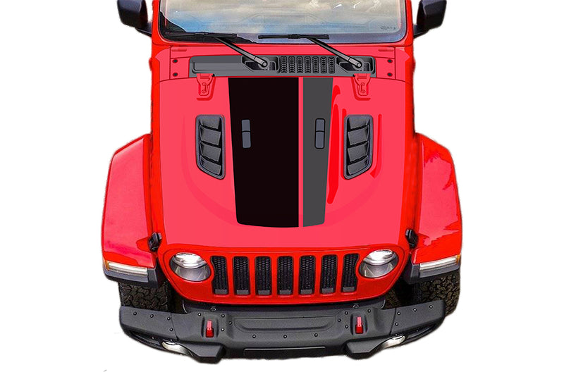 Retro style double stripes hood graphics decals compatible with Wrangler JL