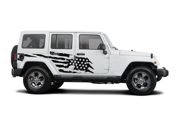 Side USA flag decals graphics compatible with Jeep Wrangler JK