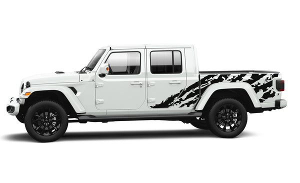 Side back shredded graphics decals compatible with Jeep Gladiator JT