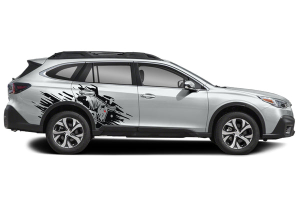 Side back wild bull graphics decals for Subaru Outback