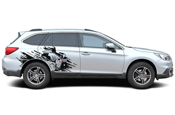 Side back wild bull graphics decals for Subaru Outback 2015-2019