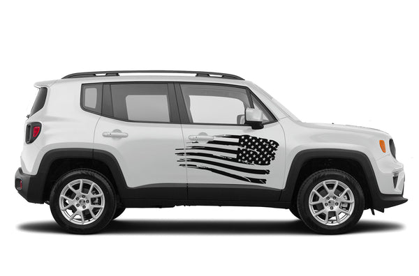 Side tattered US graphics decals compatible with Jeep Renegade