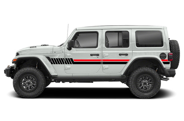 Side hash lines stripes graphics decals compatible with Wrangler JL