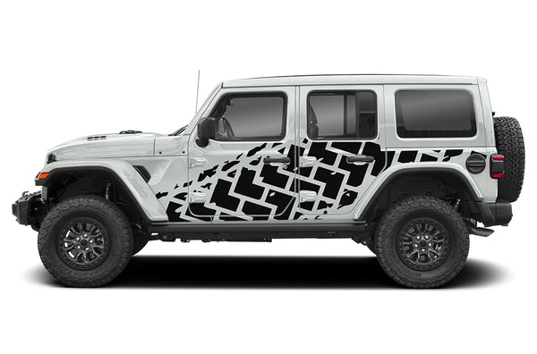 Tire truck side decals graphics compatible with Jeep Wrangler JL