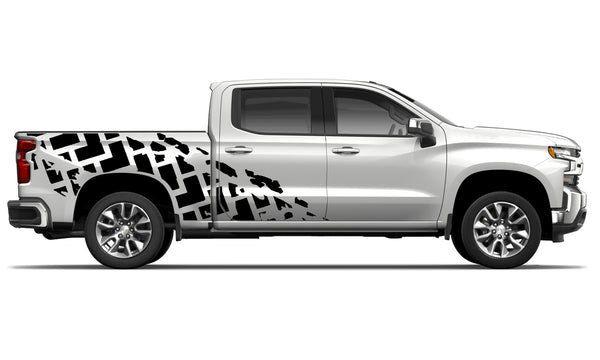 Tire truck side graphics decals for Chevrolet Silverado